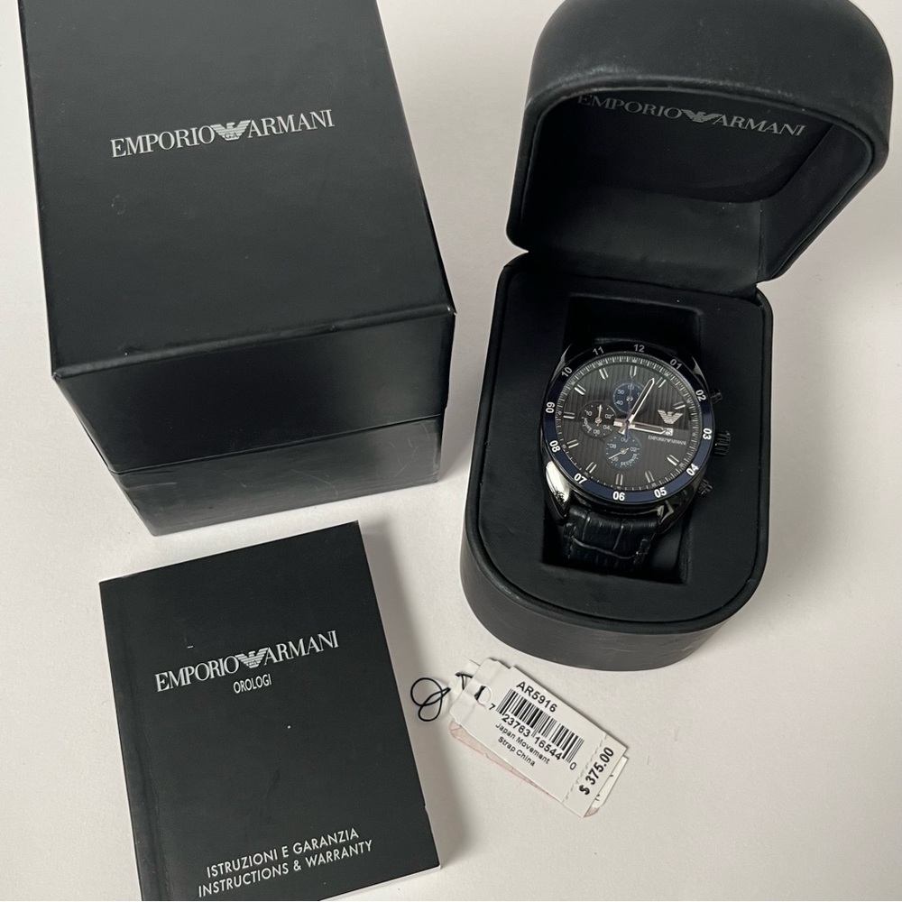 Emporio Armani Black and Silver Watch Set
